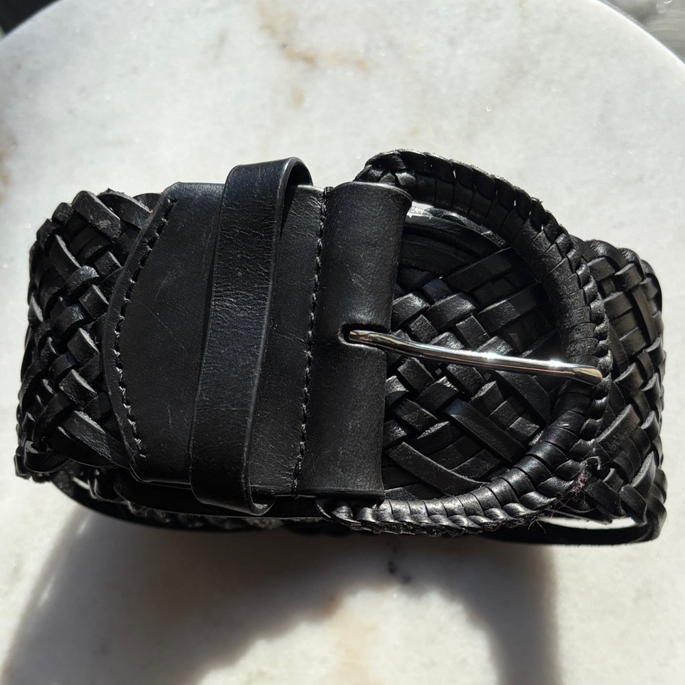 Abercrombie & Fitch Black Braided Leather Belt